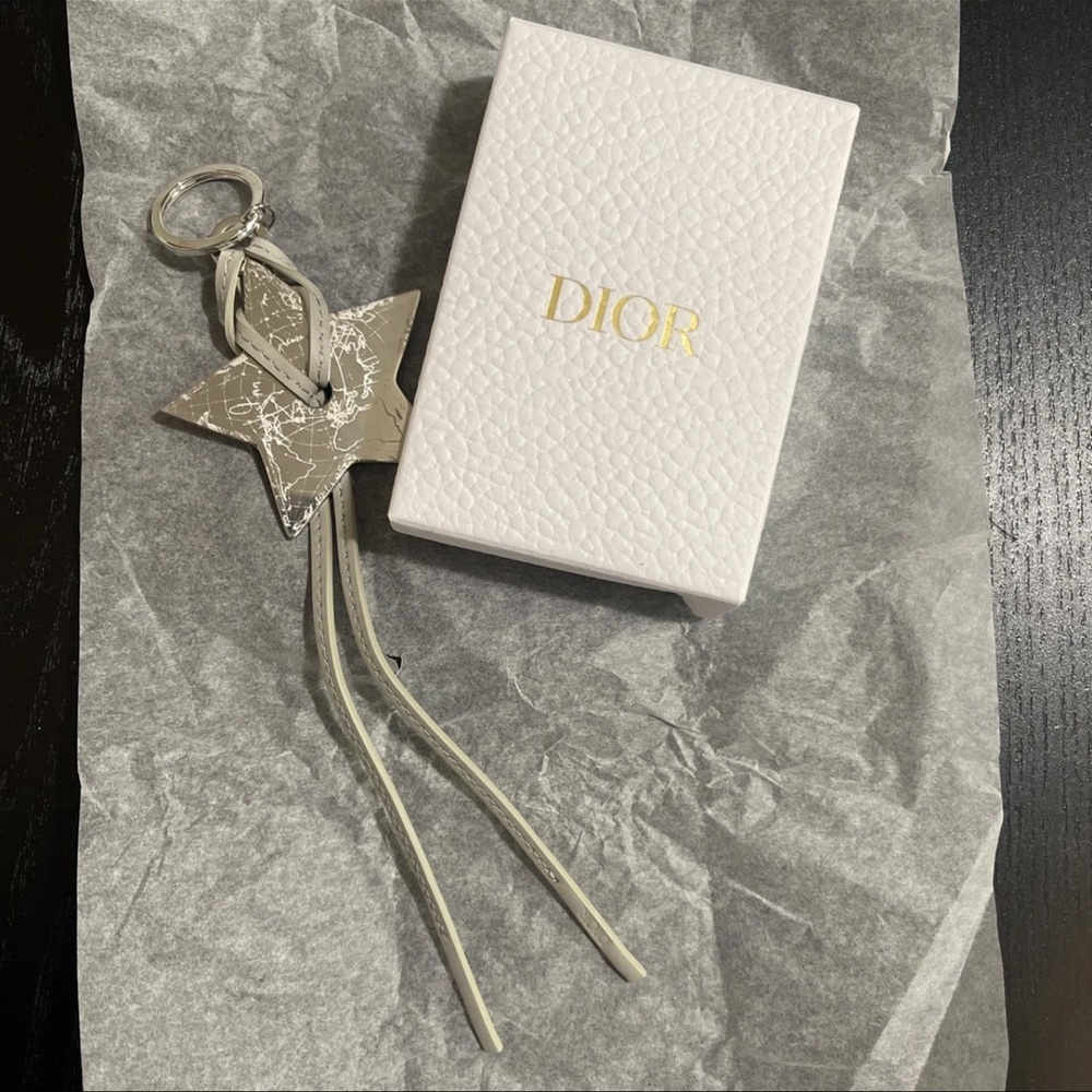 Dior Metallic Star Keychain with Leather Accents